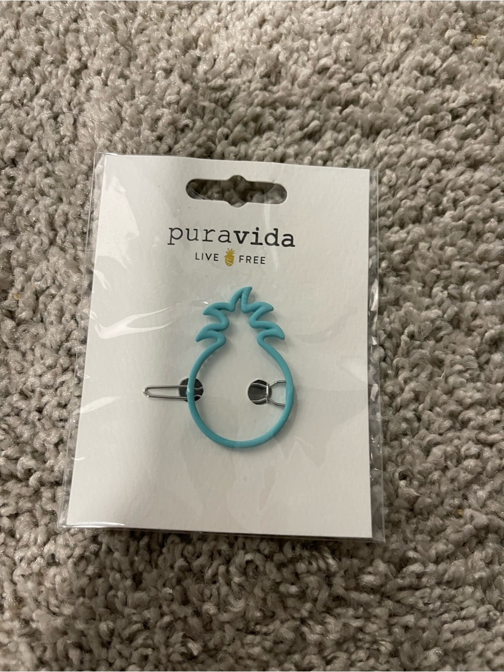 Pura Vida Kids Pineapple Hair Clip - Turquoise Blue